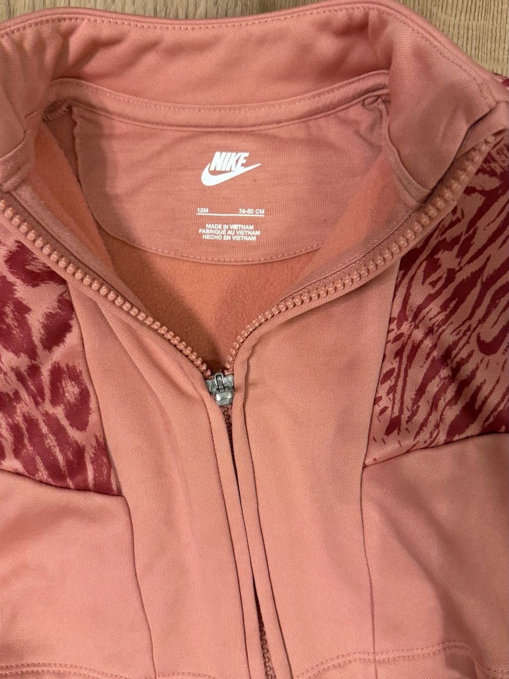 Nike Toddler Pink Animal Print Track Jacket Full Zip 12M Girls
